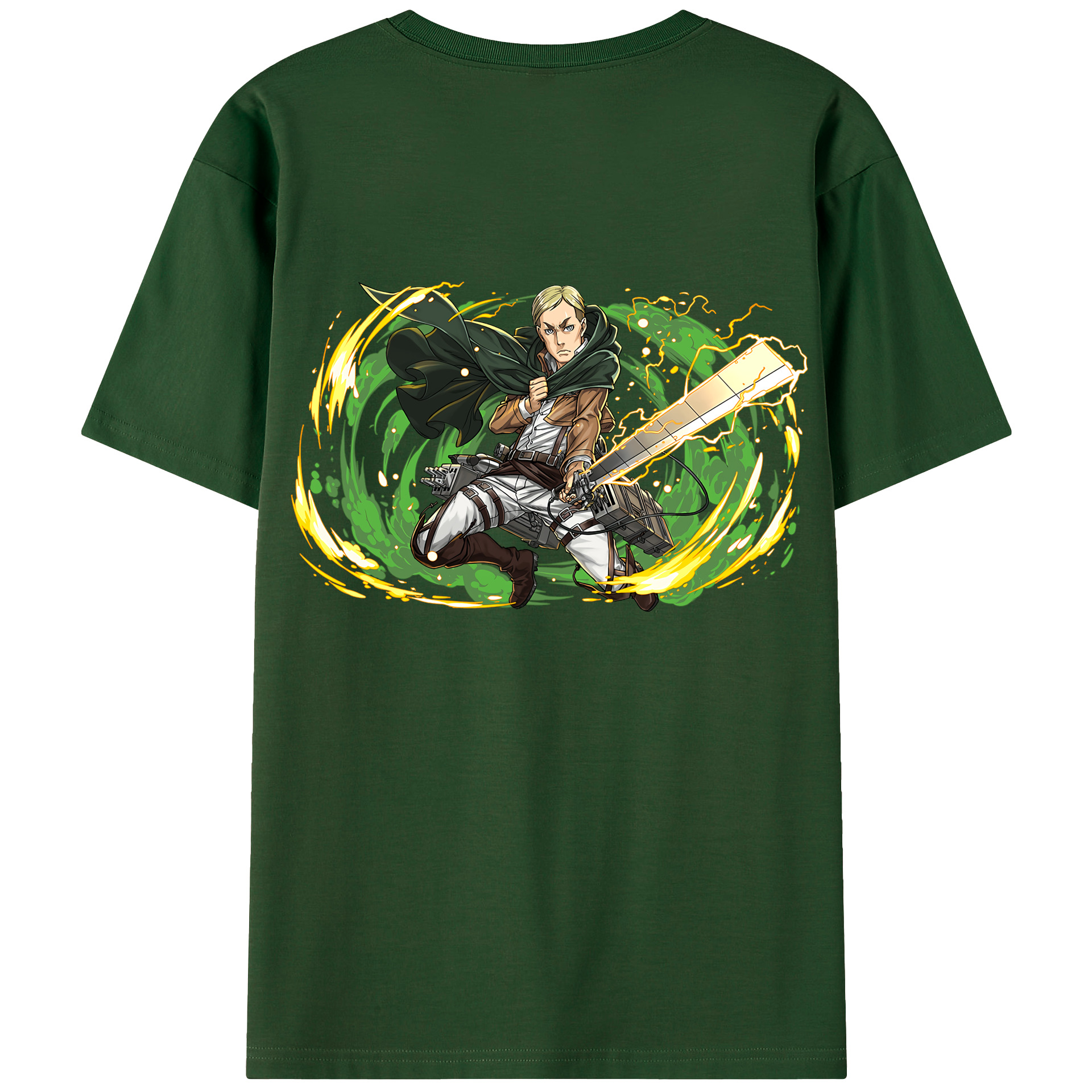 （画像用） 進撃の巨人 エルヴィン・スミス Attack on Titan Erwin Smith 綿100％半袖Tシャツ（背面プリント）